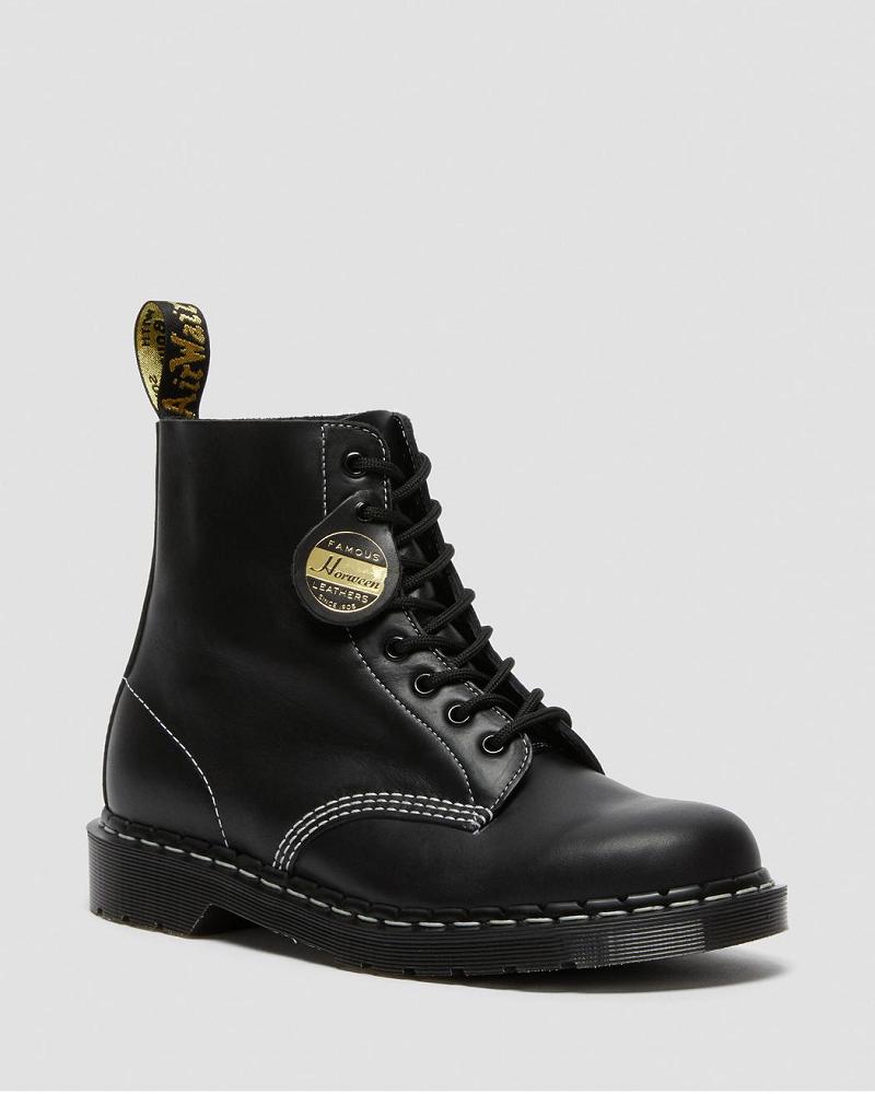 Black Men\'s Dr Martens 1460 Pascal Made in England Cavalier Leather Lace Up Boots | CA 527YXF